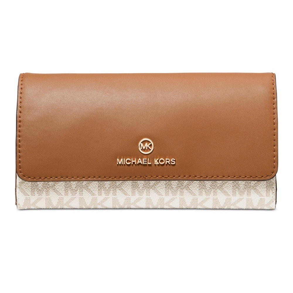 New MK Logo Jet Set Charm Large Trifold Wallet